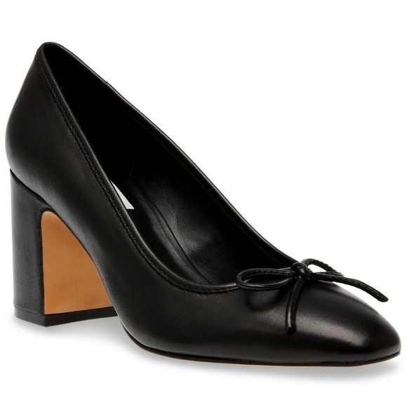 Steve Madden Shoes - 30. Steve Madden Women's Cohen Block-Heel Ballet Pumps - Black Leather Elegant